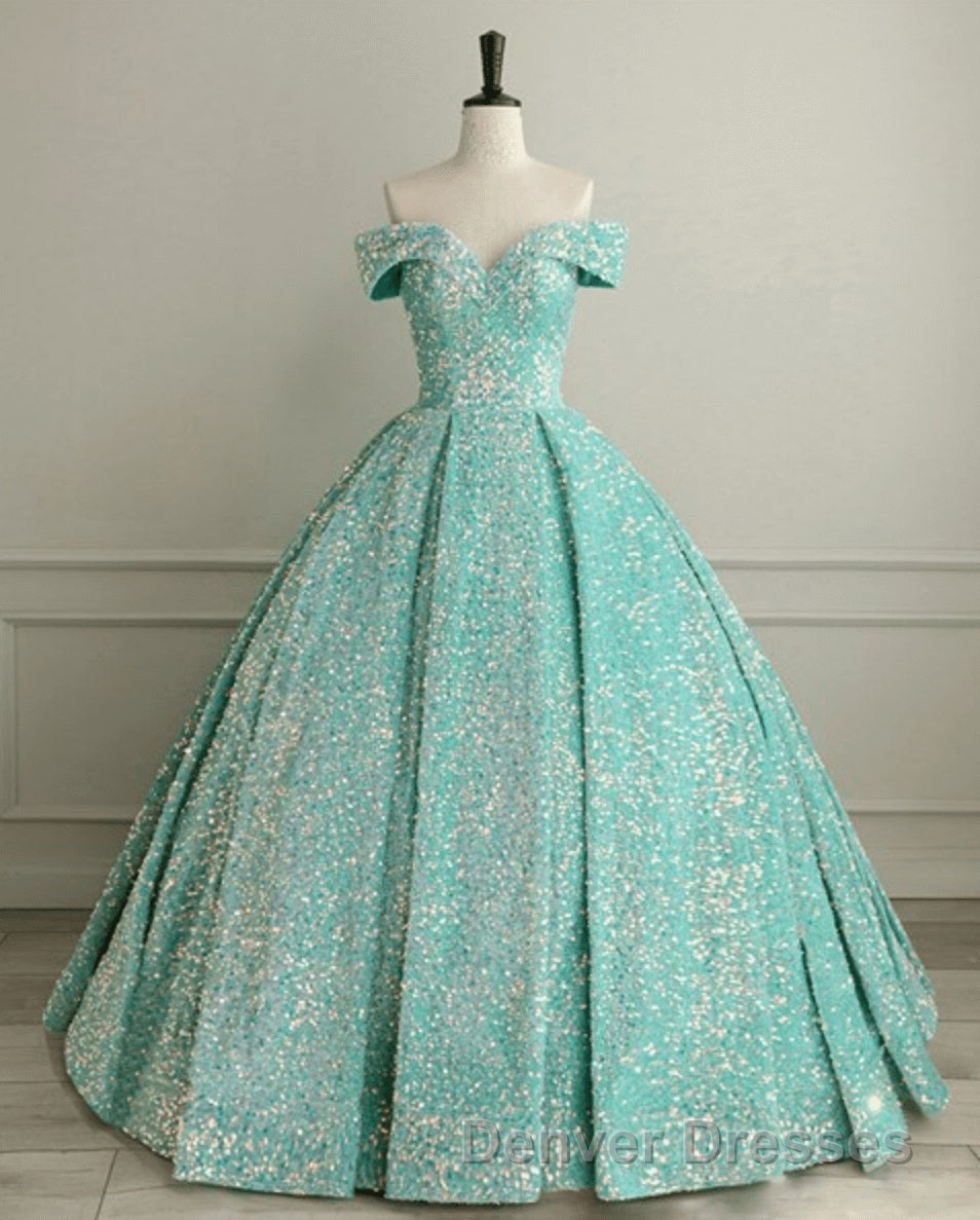 Pink Quinceanera Dress Sequin Off The Shoulder Ball Gown Dress