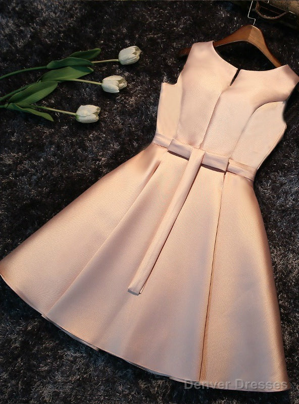 Pink Satin Bow Homecoming Dress Main image