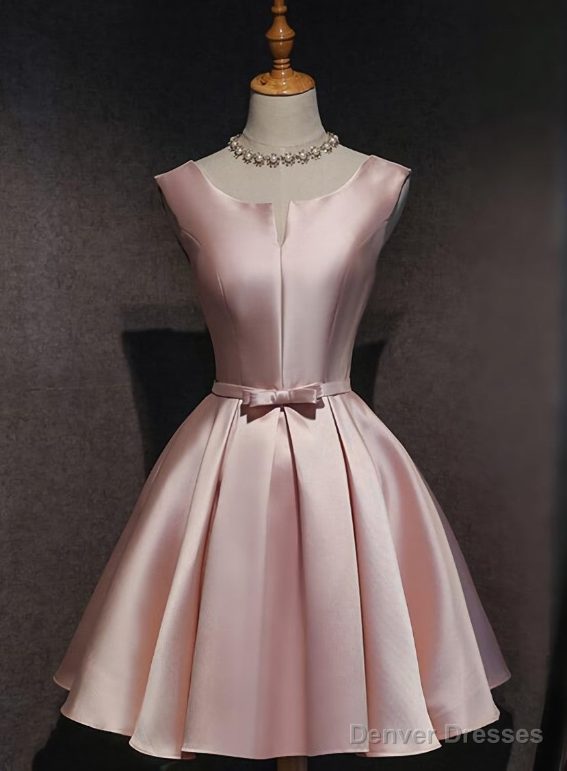 Pink Satin Short Party Dress , Lovely Satin Homecoming Dress