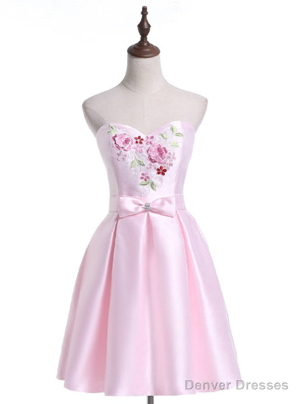 Pink Satin Sweetheart Homecoming Dress Main image