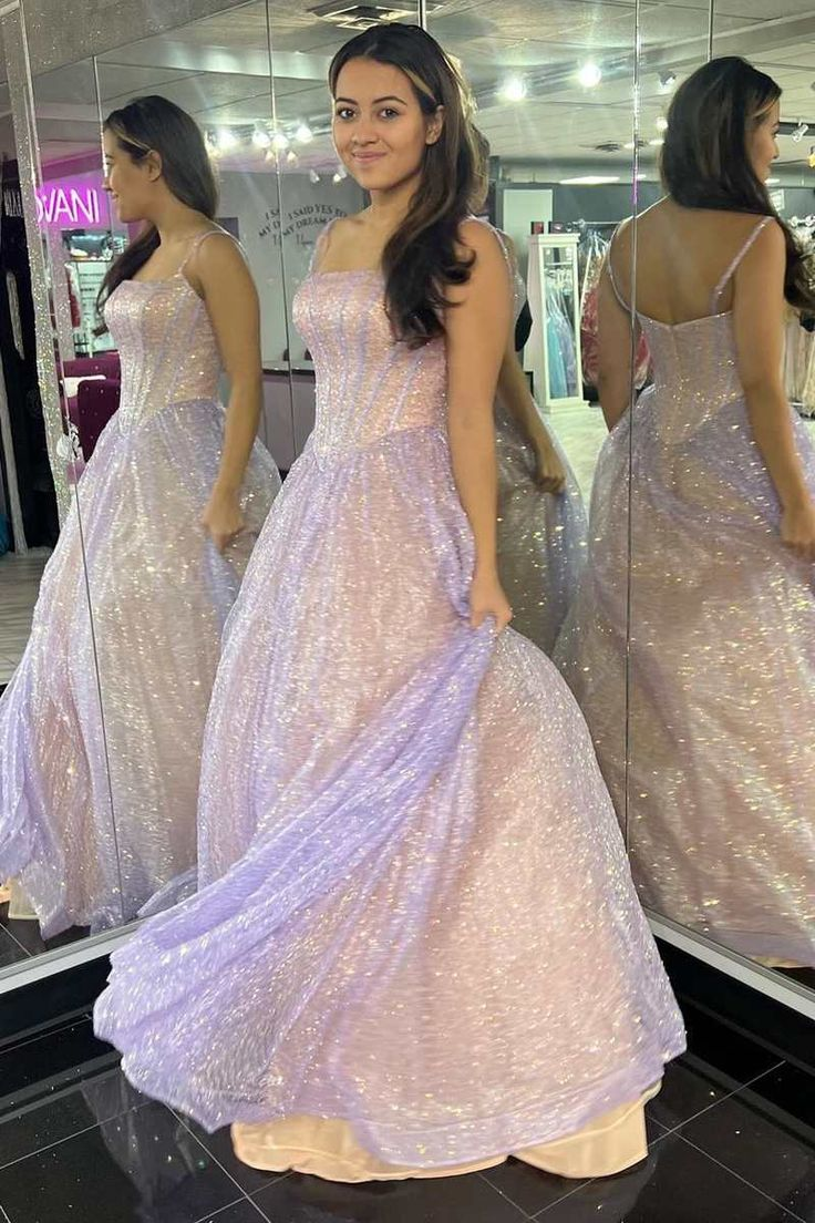 Pink Sequins A-Line Prom Gown Princess Birthday Party Dress Main image