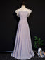 Pink Sequins High Neck Short Sleeve Prom Dress