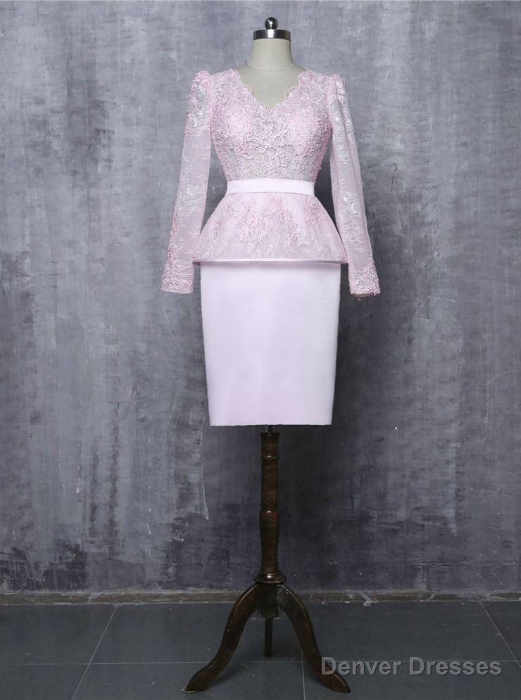 Pink Sheath V-neck Long Sleeves Mother Of The Bride Dresses Main image