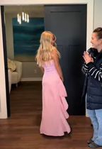 Pink Split Prom Dress Formal Graduation Gown