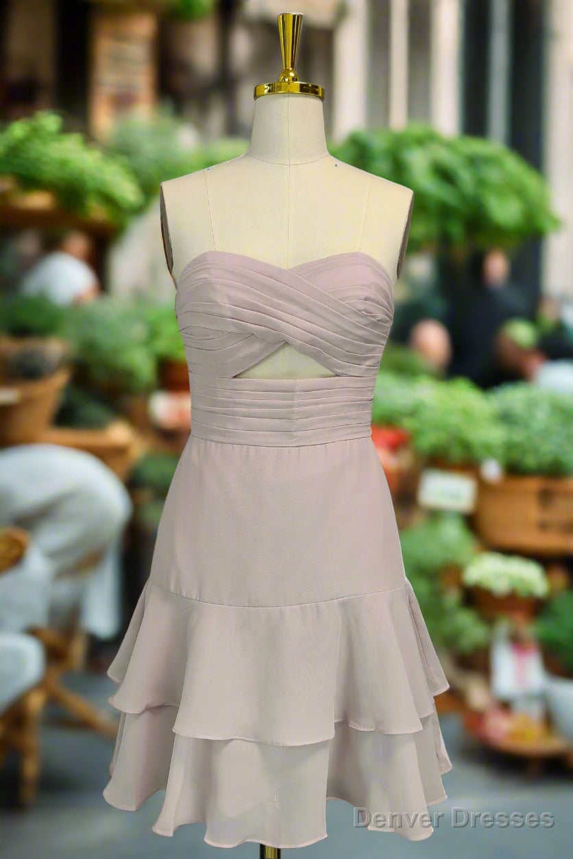 Pink Sweetheart A Line Short Homecoming Dresses Cute Mini Graduation Dresses Main image