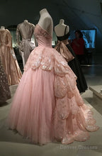 Pink Sweetheart Ball Gown Prom Dress With Lace