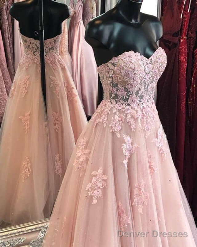 Pink Sweetheart Corset Appliquqes Prom Dress Secondary image