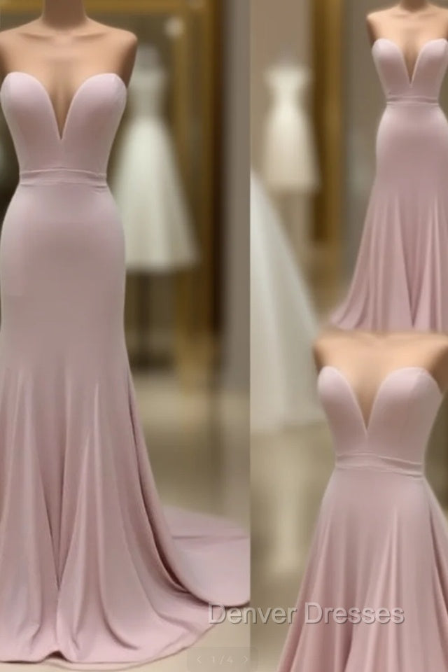 Pink Sweetheart Neck Mermaid Long Prom Dress, Pink Evening Dress Main image