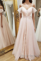 Pink sweetheart neck tulle long prom Dress, pink evening Dress