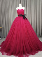 Pink Sweetheart Neck Tulle Long Prom Dress Pink Tulle Formal Sweet 16 Dress