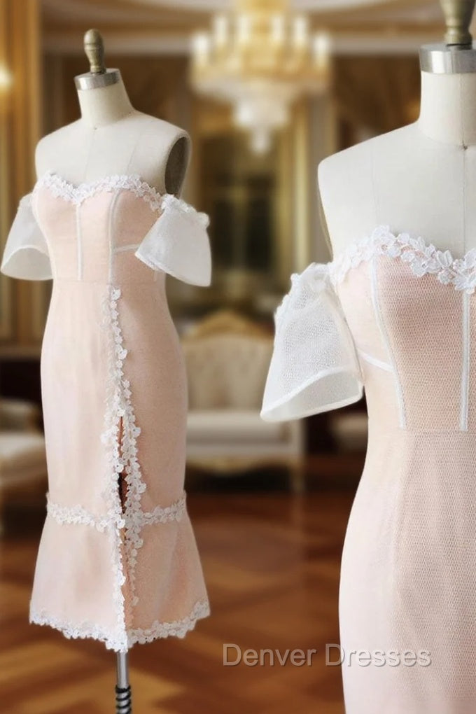 Pink Sweetheart Off Shoulder Lace Prom Dress Lace Formal Dress
