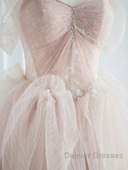 Pink sweetheart tulle long prom Dress, pink tulle formal Dress