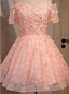 Pink Tulle Appliques Off The Shoulder Dress
