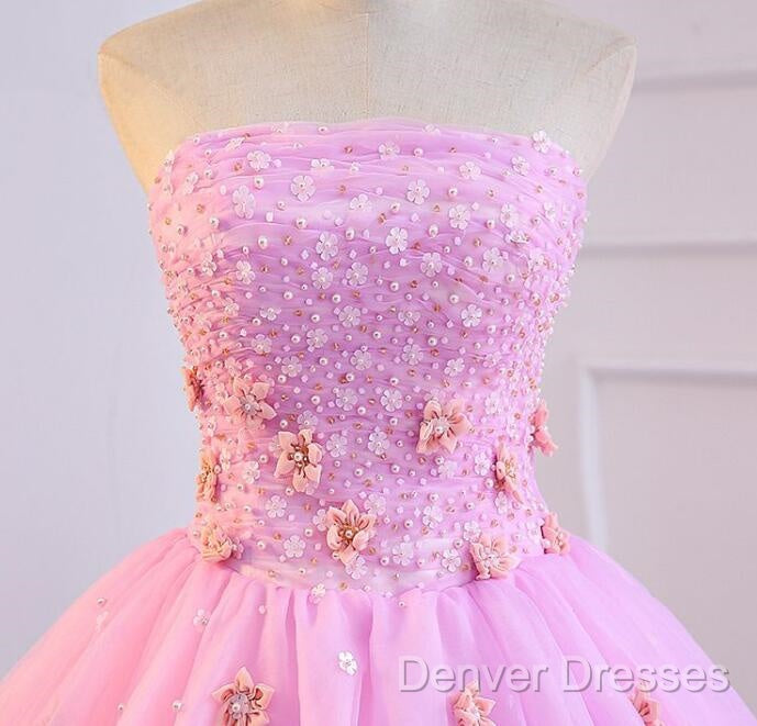 Pink Tulle Ball Gown Sweet 16 Party Dress, Pink Formal Dress, Quinceanera Dress Secondary image