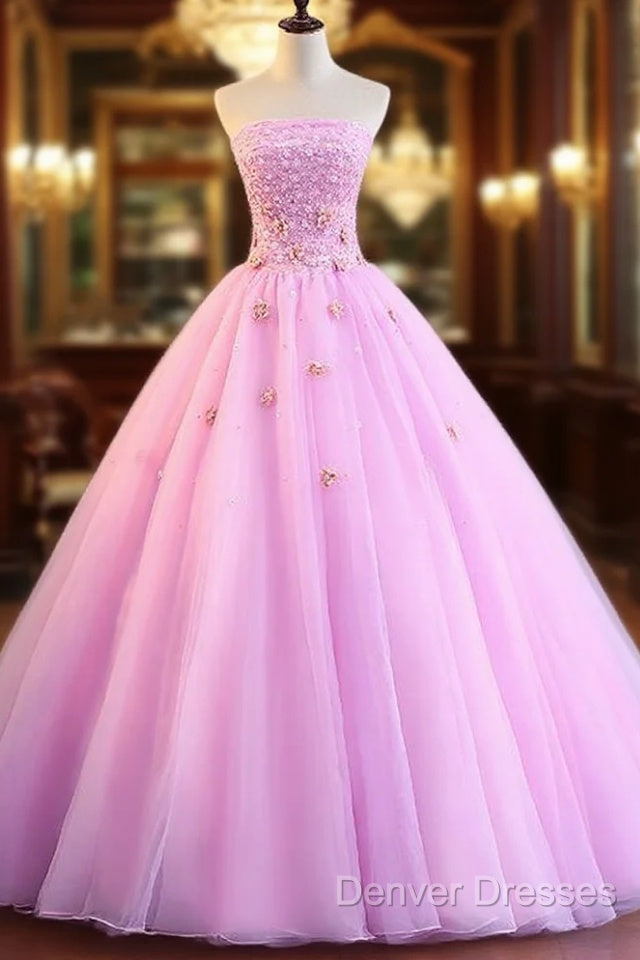 Pink Tulle Ball Gown Sweet 16 Party Dress, Pink Formal Dress, Quinceanera Dress Main image