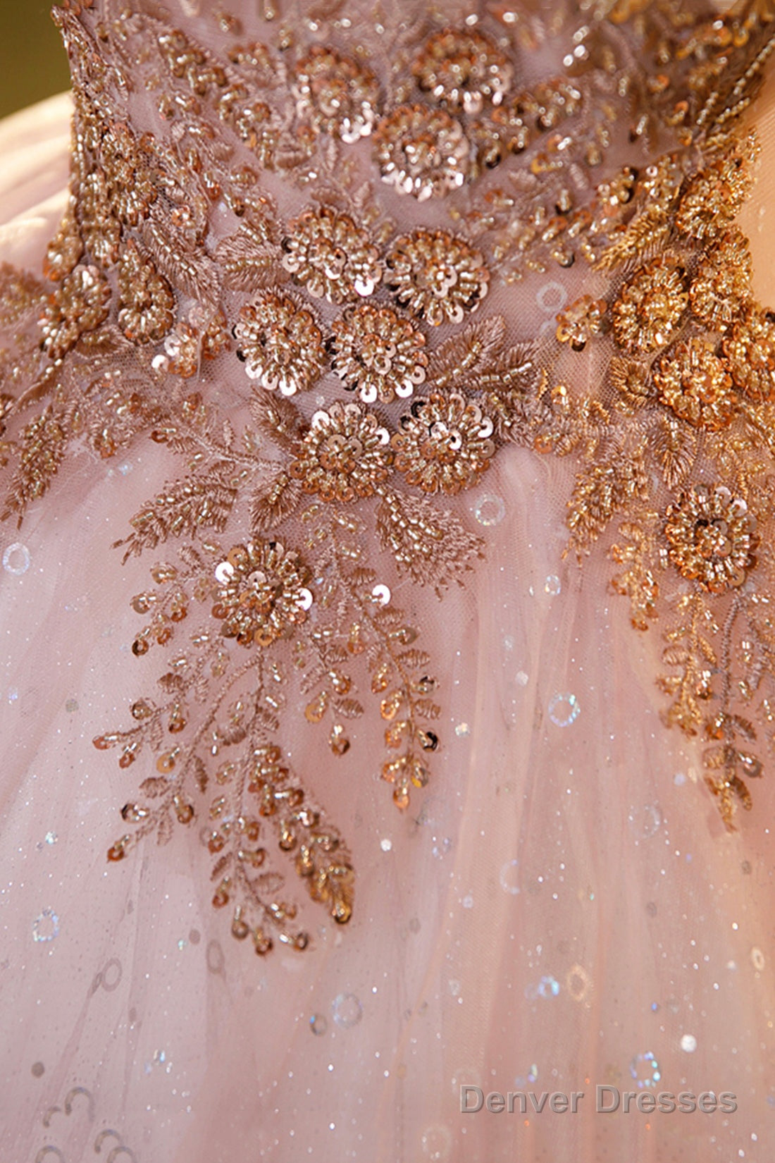 Pink Tulle Beaded Long Ball Gown, Beautiful A-Line Prom Dress, Pink Sweet 16 Dress Secondary image