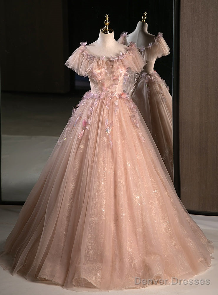 Pink Tulle Off the Shoulder 3D Flower Quinceanera Dress Main image