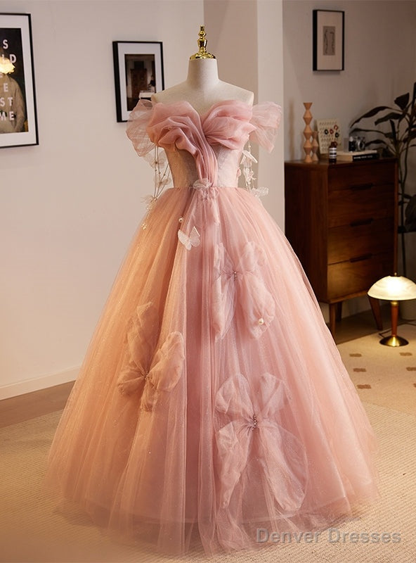 Pink Tulle Off the Shoulder Pleats Quinceanera Dress Main image
