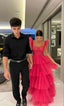 Pink Tulle Prom Dress Long Evening Dress
