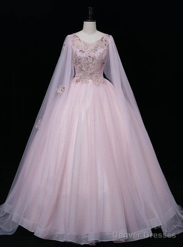 Pink Tulle Sequins Beading Embroidery Quinceanera Dress Main image