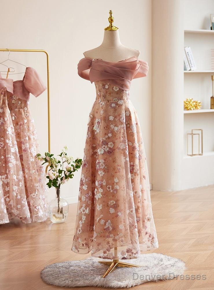 Pink Tulle Sequins Off the Shoulder Short Prom Dress Main image