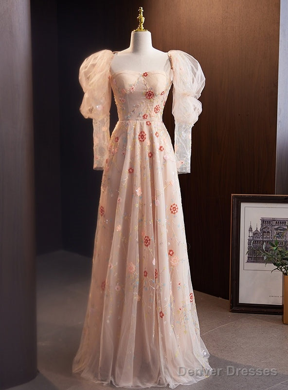 Pink Tulle Sequins Strapless Long Sleeve Prom Dress Main image