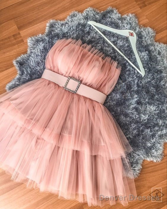 Pink Tulle Short Homecoming Dresses Main image