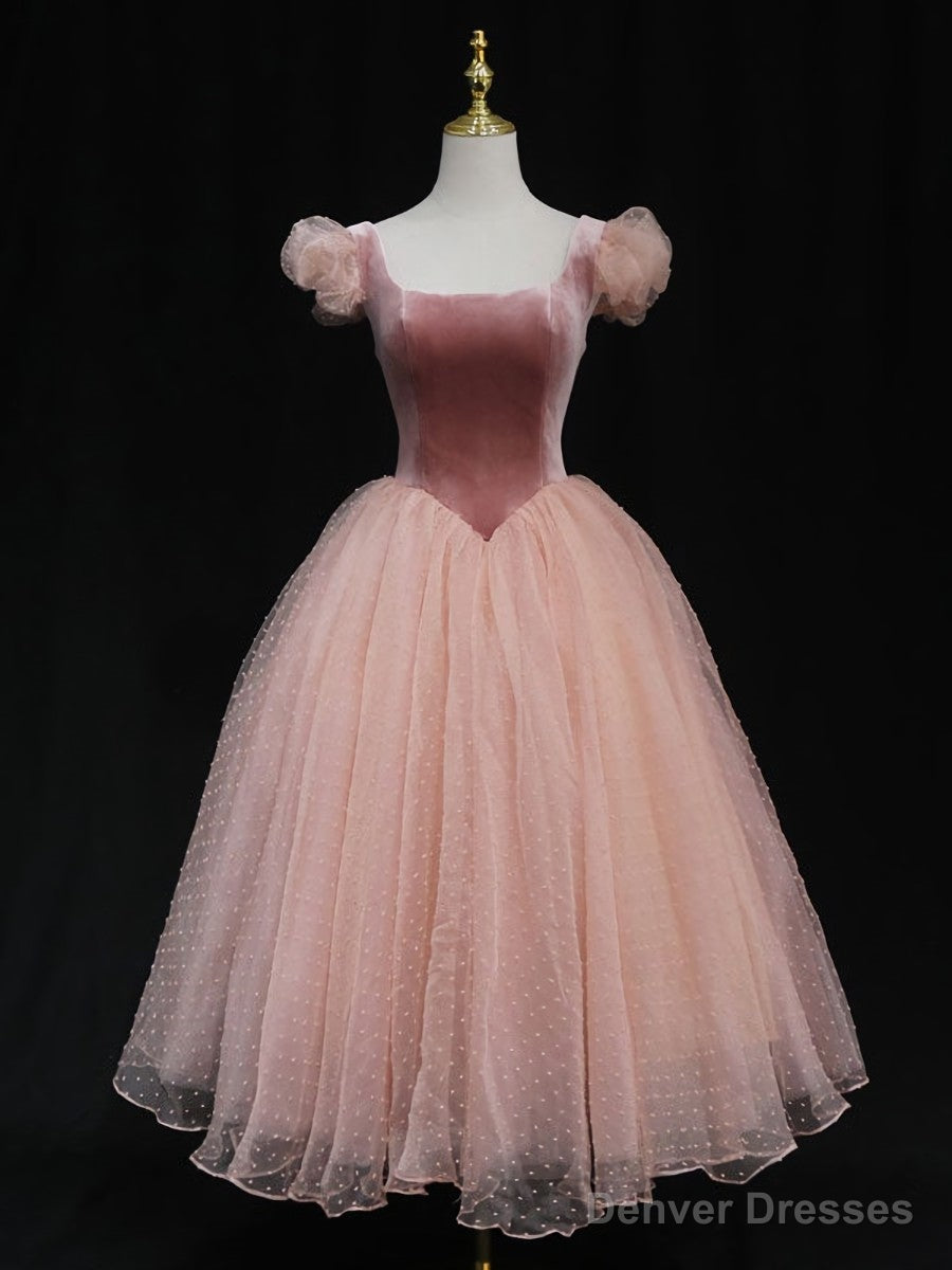 Pink tulle short prom dress pink tulle homecoming dress Main image