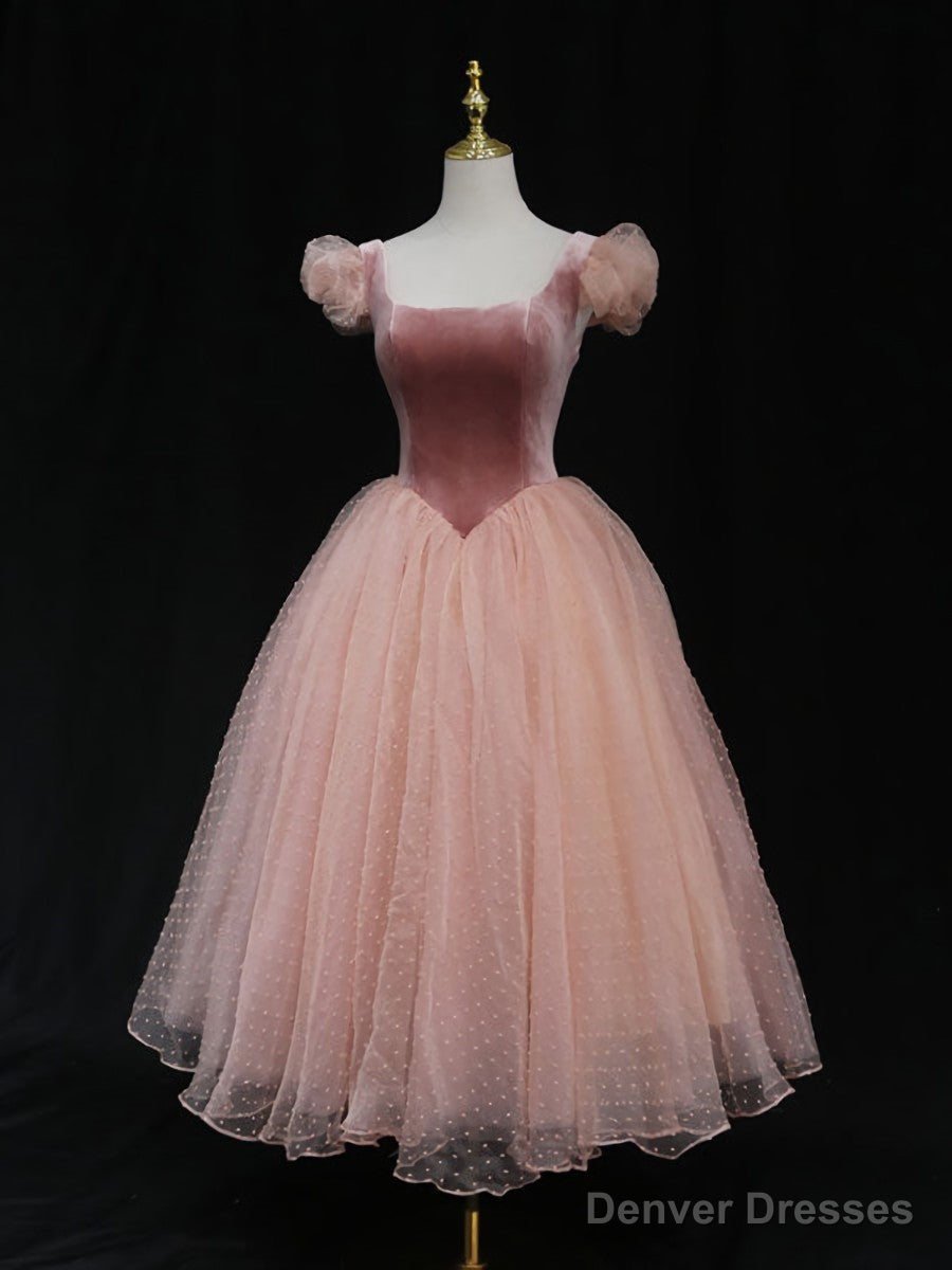 Pink Tulle Short Prom Dress, Pink Tulle Puffy Homecoming Dress Secondary image
