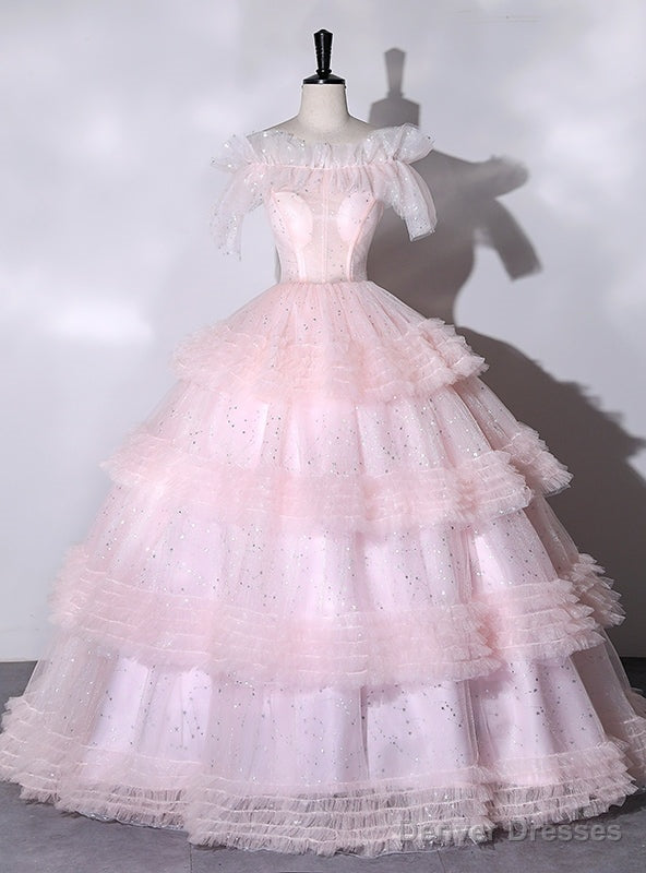 Pink Tulle Tiers Off the Shoulder Quinceanera Dress Main image