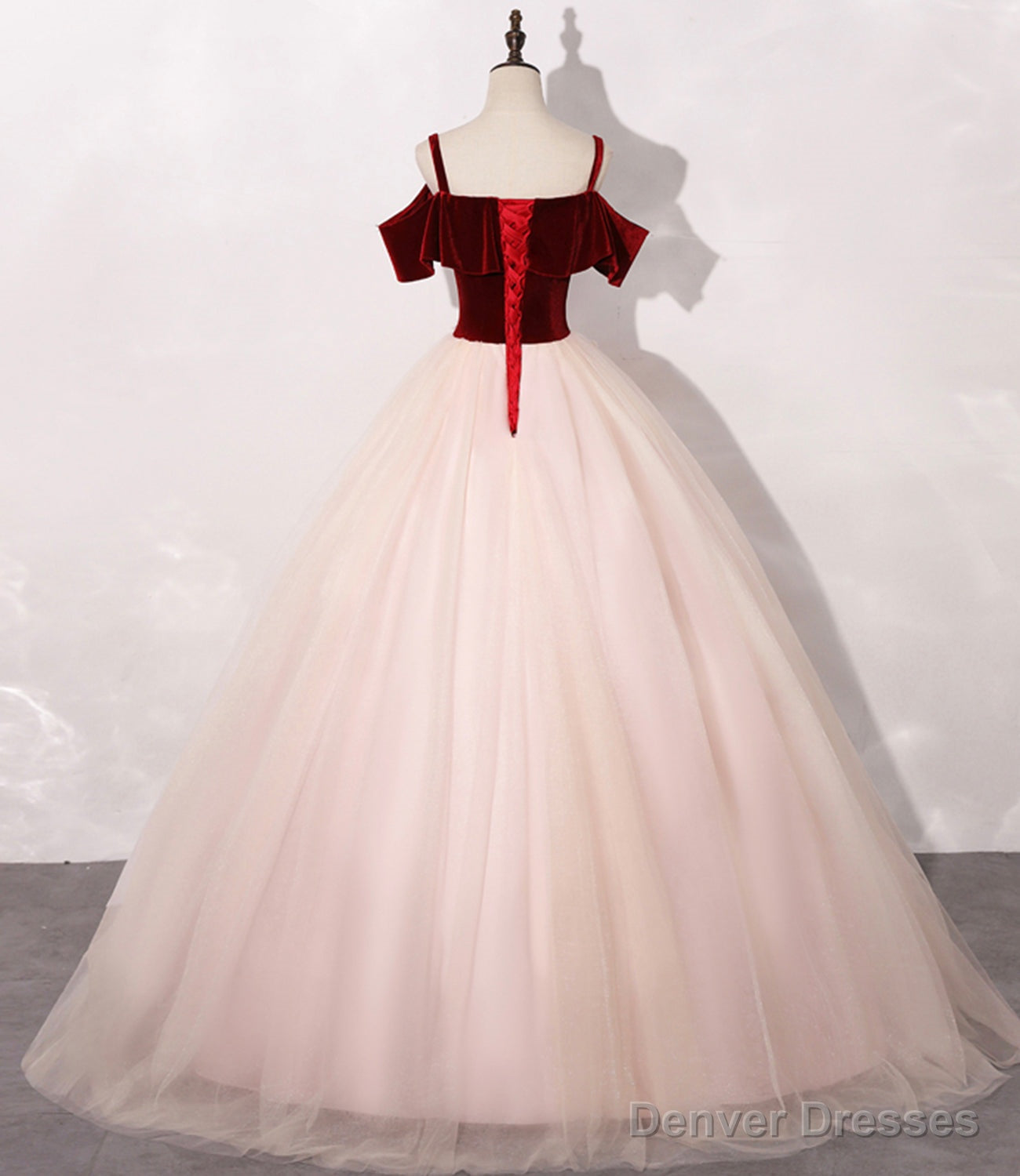 Pink Tulle with Velvet Top Long Party Dress Prom Dres, Ball Gown Sweet 16 Dresses Secondary image