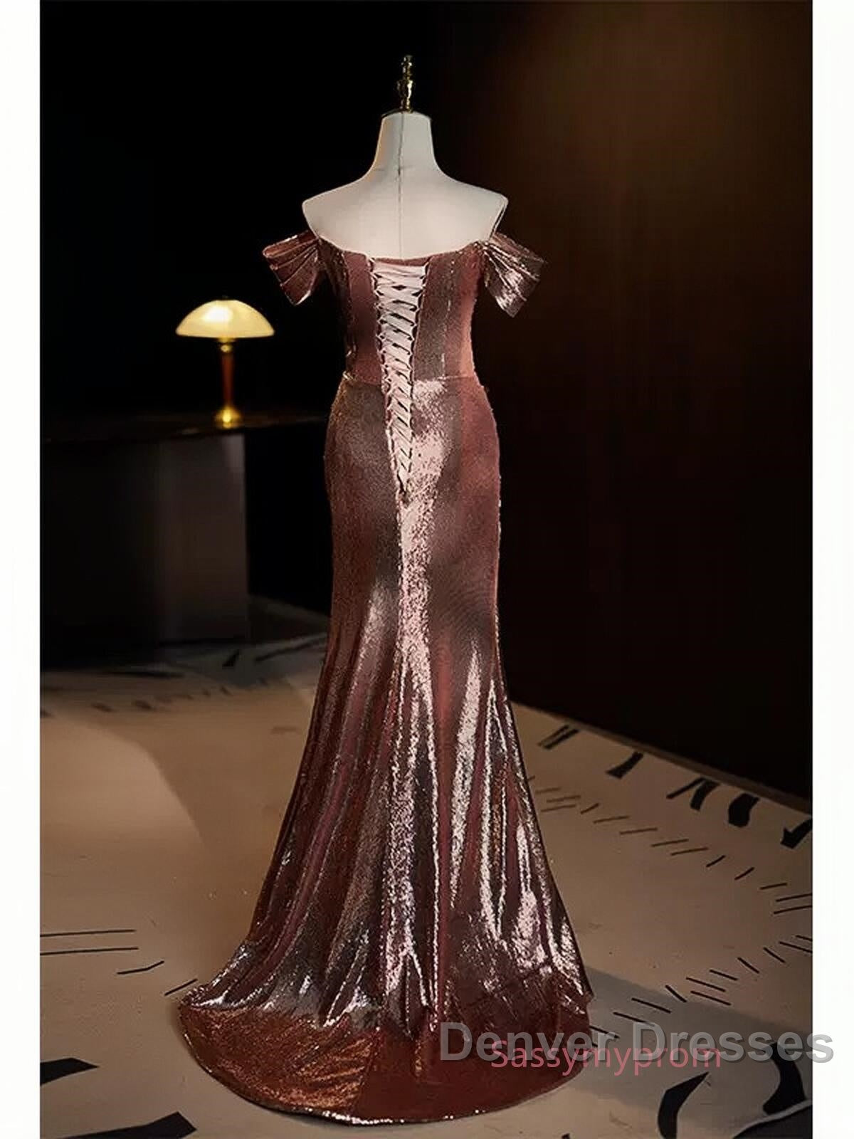 Pleat Trumpet Mermaid Coffee Sequin Prom Dress With Slit Secondary image