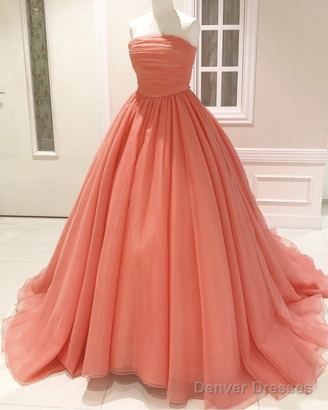 Pleated Tulle Bow Back Ball Gown Dresses Strapless Main image