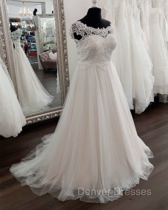 Plus Size A-Line Tulle Embroidery Wedding Dress