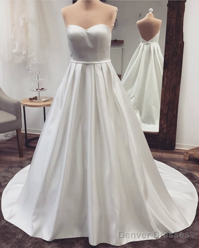 Plus Size Satin Wedding Dress Strapless Sweetheart Main image