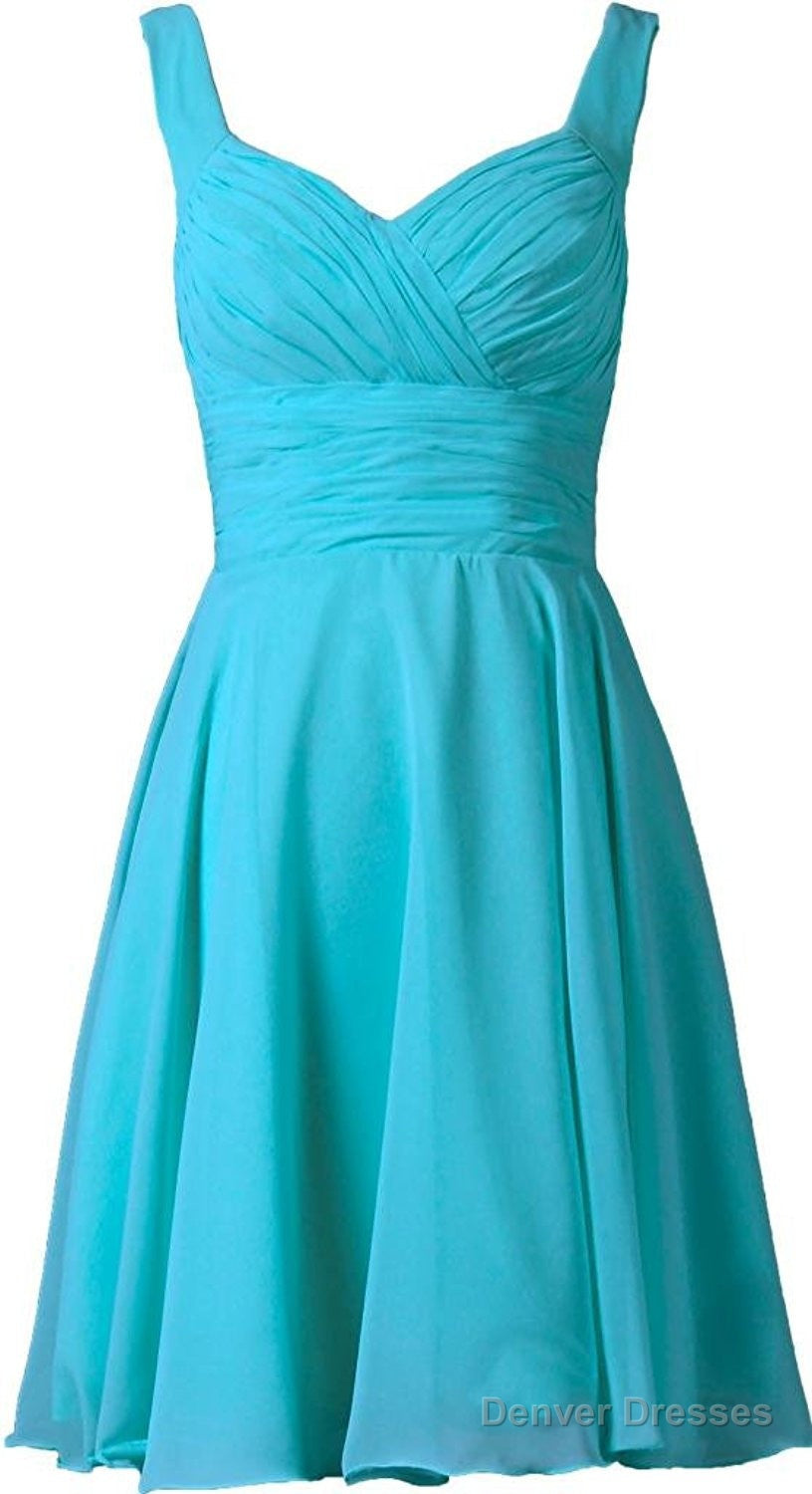 Pool V-Neck Chiffon Short Bridesmaid Dresses Main image