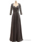 Popular Long Sleeves Beaded Lace Chiffon Mother of the Bride Dress