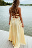 D1070,Popular Yellow Evening Dress,Long Prom Dress,Cross Back Prom Dress