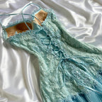 Powder Blue Sparkling Charming Retro Princess Stunning Unique Fashionable Beautiful Elegant Delicate Lace Short Lace Sequin Homecoming Dress Prom Dress Evening Dress Birthday Party Dress Prom Dress