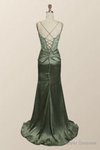 Sage Green Lace Appliques Mermaid Long Formal Dress