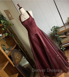 Pretty A Line Halter Burgundy Sleeveless Evening Dress Organza Long Prom Dress