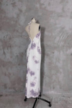 Pretty A Line Halter Floral Chiffon Long Prom Dress Birthday Dress For Women