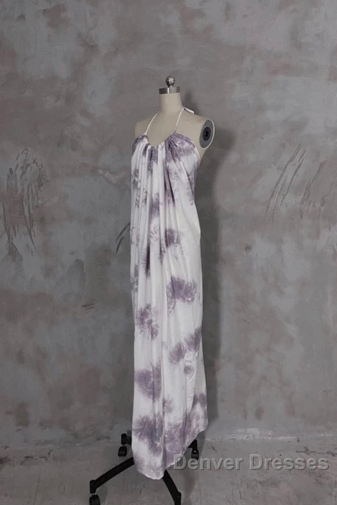 Pretty A Line Halter Floral Chiffon Long Prom Dress Birthday Dress For Women