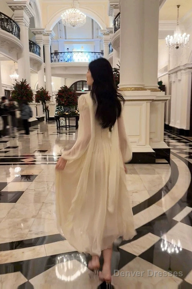 Pretty A Line High Neckline Chiffon Ankle Length Evening Dress Prom Dresses