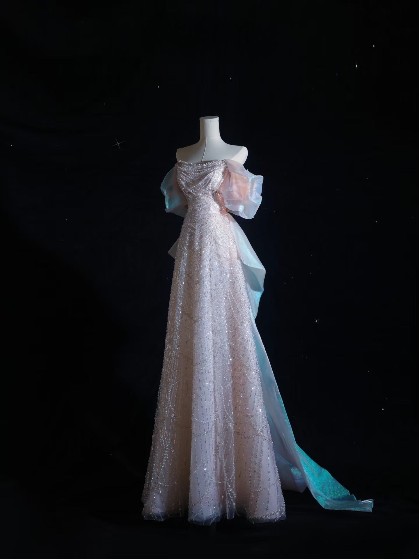 Pretty A Line Off The Shoulder Pink Sequin Long Prom Dress Evening Gowns