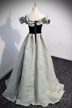 Pretty A Line Off The Shoulder Satin Long Evening Party Dress Prom Dress