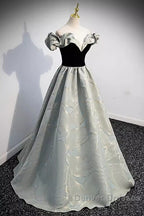 Pretty A Line Off The Shoulder Satin Long Evening Party Dress Prom Dress