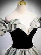 Pretty A Line Off The Shoulder Satin Long Evening Party Dress Prom Dress