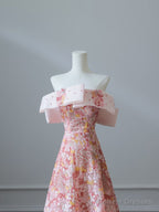 Pretty A Line Off The Shoulder Sequin Pink Floor Length Evening Dress Prom Dresses