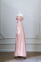 Pretty A Line Off The Shoulder Sequin Pink Long Prom Dress Evening Gowns